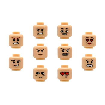10PCs Izbor Veliko Mini Glave Natisnjeni Obraz Izraz za MOC Gradnja Blokov zidarske Opeke Igrače za Otroke