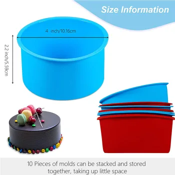 10PCS/Paket Silikonski Torto Plesni Krog pekače Non-Stick Plast Pladenj za Torto Plesni Peko Obliki Bakeware Rojstni Dodatki