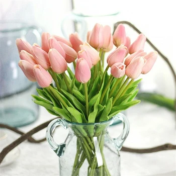 5PCS Tulipanov Umetne Rože Svilene Pravi Dotik Ponaredek Tulipani iz Lateksa Cvetja za Dom Dnevna Soba Dekoracijo Poročni Šopek Vrt