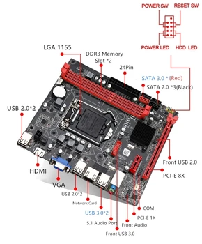 B75 Motherboard LGA 1155 Dual channel 16 G DDR3 Pomnilnika SATA III, USB 3.0, Računalnik Mainboard za LGA1155 Intel I3 I5, I7 Xeon