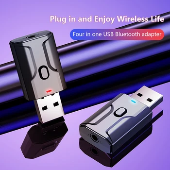 Bluetooth 5.0 Avdio Oddajnik Sprejemnik USB Adapter 2 V 1, Mic USB Bluetooth Audio Adapter Za TV PC Avto Zvočnikov, AUX