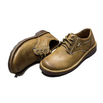 Britanski Retro Slogu Moških Priložnostne Čevlji Čipke Delo In Varnost Polno Zrnasto Usnje Čevlji Človek Zunanji Krog Toe Oxfords čevlji