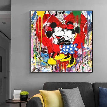 Disney Grafiti Umetnost Mickey Mouse Objem Platna Slike na Steni Umetniških Fotografij, Plakatov in Fotografij za Otroke Spalnica Dekor