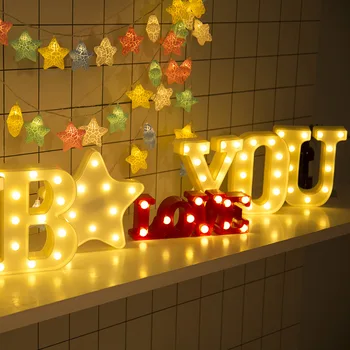 DIY 26 angleški Pismo LED Nočna Lučka Nadstrešek Prijavite Abeceda 3D Steni Visi Noč Svetlobe Doma, Poroka, Rojstni dan Stranka Dekor