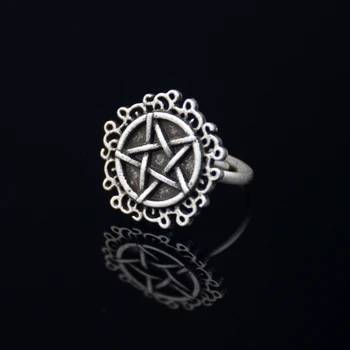 Filigransko Pentagram Obroč Za Ženske Nastavljiv Wicca Gothic Obroči