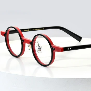 HEPIDEM Acetat Optičnih Očal Okvir Moških 2021 Retro Vintage Majhne Okrogle Očala za Kratkovidnost Recept Očala Očala 9157