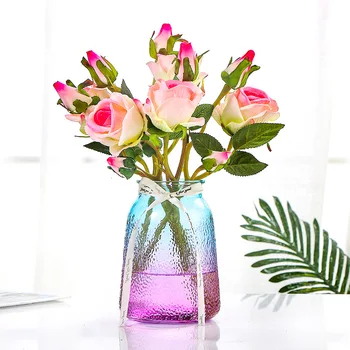 Klasična Multicolor Steklene Vaze Cvetna Košarica Steklenice Dekoracijo Doma Nordijska Posušene Pregleden Pastorala Namizni Malih Stekleničkah