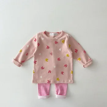 Korejski Otroci Pižame, Oblačila Komplet Dojenček Srčkan Loungewear Dekleta Fantje Določa Trenirko Otrok Sleepwear 2021 Pomladi, Jeseni