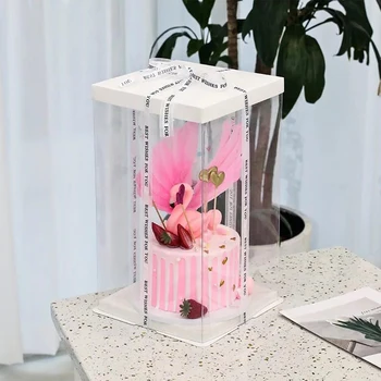 Kvadratni Cake Box Otrok Rojstni dan Torta Darilni Embalaži Igrača rose nosi cvet gift box Prozorni embalaži polje Valentine cake box