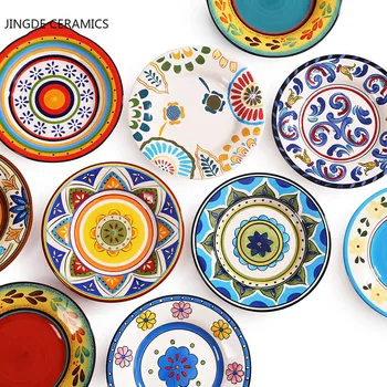 Novo ročno poslikana keramična ploščica glaze barve modno osebnost keramični zahodni jed dekorativne plošče osebno dekoracijo
