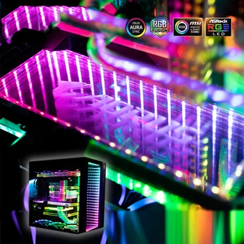 PC Primeru Predpasnik 12V/5V AURA SINHRONIZACIJA Vode, hladilnik Meri Transperant RGB Plošča Neskončno Stereo 3D Razsvetljava Dekoracija Backplate Moč