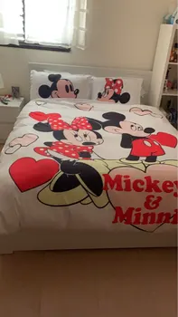 Posteljnina Mickey Mouse Nastavite Kraljica King Size Postelja Nastavite Otrok, Fant, Dekle Mickey Minnie Rjuhe Kritje Blazino Primerih Tolažnik Kompleti Posteljnine
