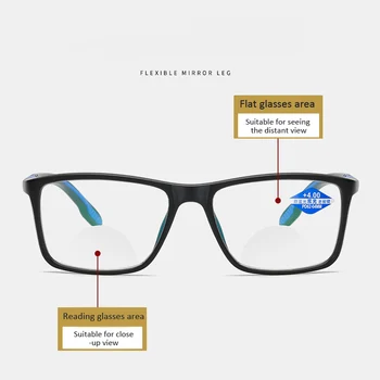 Seemfly Moški Ženske Kvadratni Okvir Obravnavi Očala Bifocal Daleč V Bližini Anti Modra Svetloba Povečava Očala Presbyopic Očala Nova