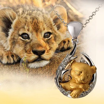 Srčkan Lion Cub Iz Nerjavečega Jekla, Srebrna Ogrlica Živali Okras Ženske Ogrlica Lepe Rojstni Dan Memorial Nakit Darilo