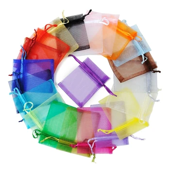 Trepalnic krtačo torba 100 kozarcev 24 Barve, Nakit Vrečko Poročno Darilo Organza vrečke, Nakit, Embalaža Display & Nakit Mošnje