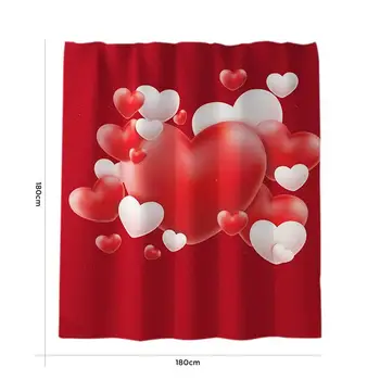 Tuš Zavesa Valentinovo Romantično Rdeče Srce Oblika Nepremočljiva Poliester Kopel Zavesa Za Kopalniške Opreme Z 12 Kljuke