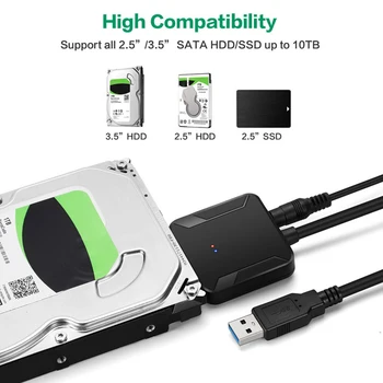 USB 3.0, Da Sata Adapter Pretvornik-Kabel USB3.0 Trdi Disk Pretvornik Kabel za Hiter Prenos 2,5/3,5-Palčni HDD/SSD Adapter