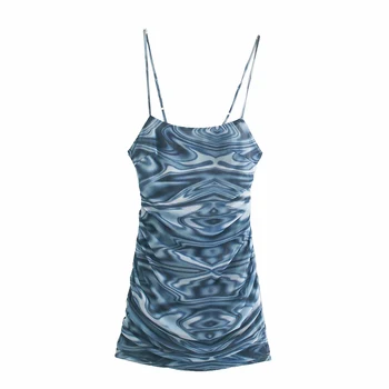 ZXQJ Letnik Ženske Y2K Bomba Obleko 2021 Poletje Plaža Moda za Ženske Seksi Paisley Mini Obleke Stranka Žensko Elegantno Obleko Luštna