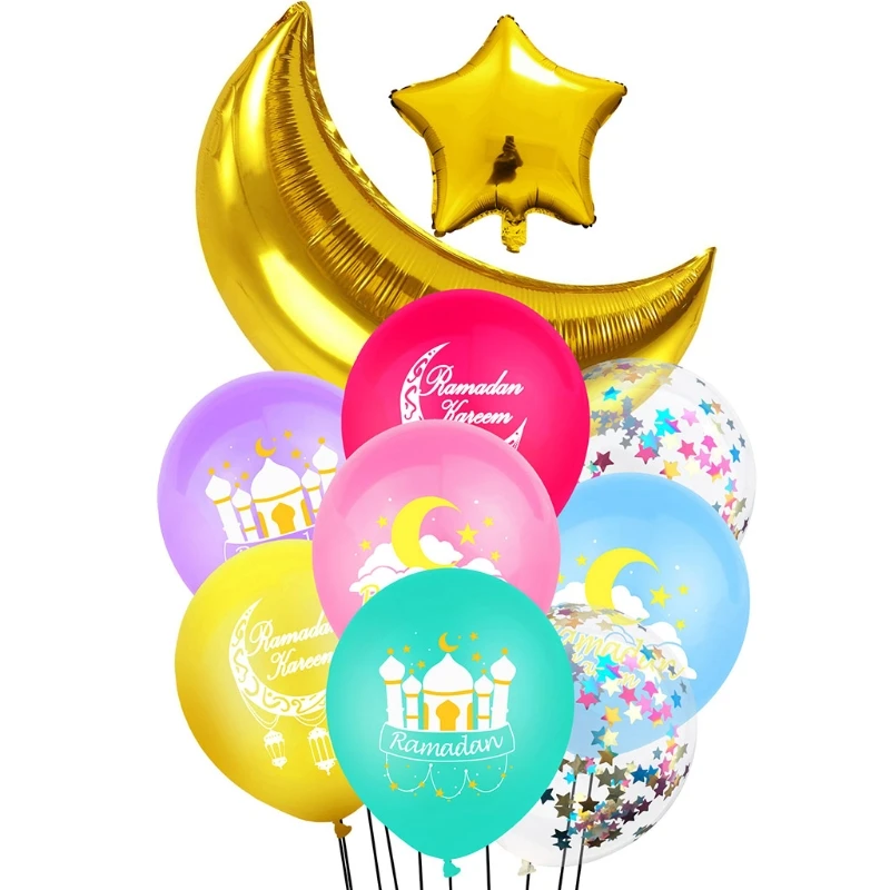 10Pcs Eid Mubarak Latex Baloni Ramadana Črke, Zvezda, Luna Balon Stranka Dekor QXNA