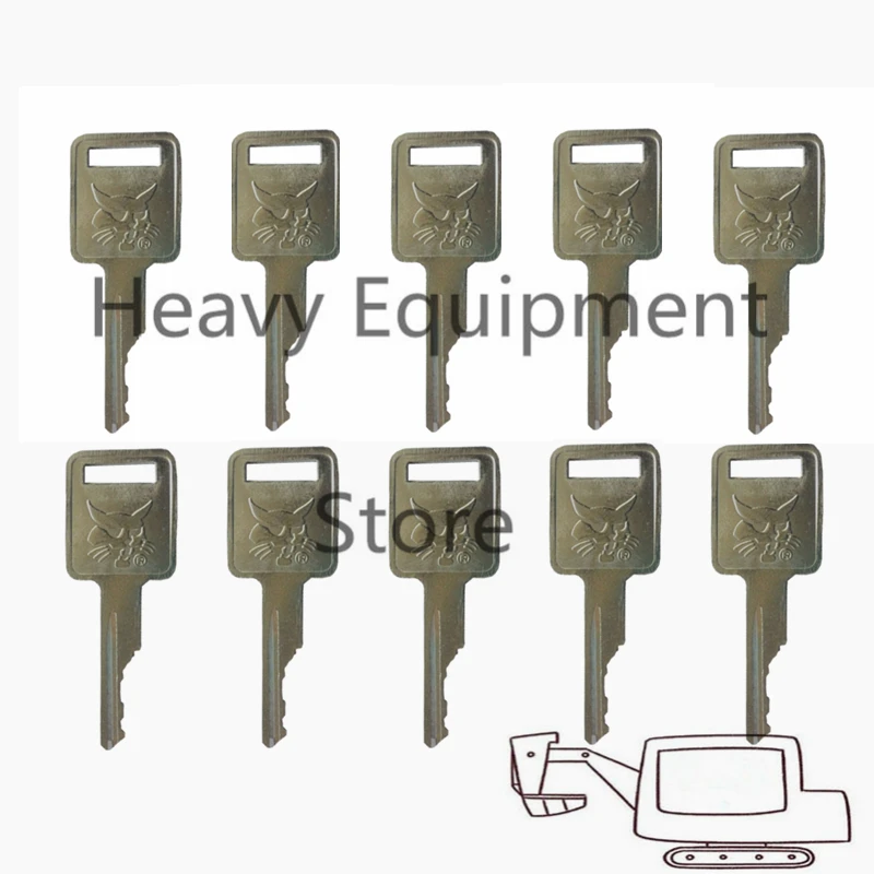 10pc Ključ za Vžig Za Bobcat Skid Steer Nakladalniki in Mini Bagri 6693241 D250 &logotip