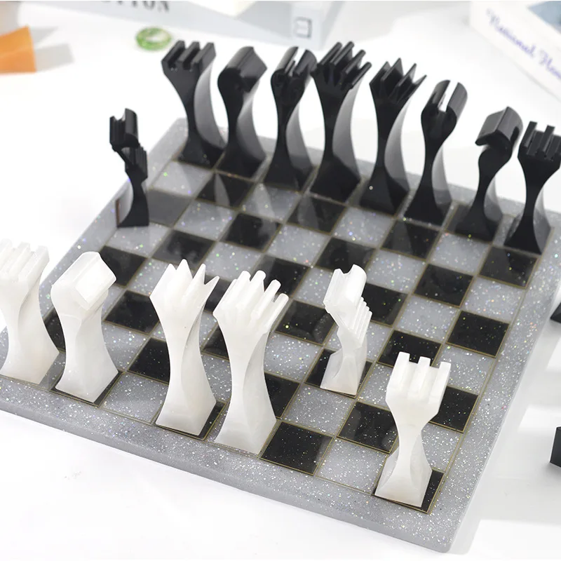 3D Mednarodni Šahovski Pregleden Silikonsko Plesni UV Smolo Epoksi Livarski Kalup Za Šah Odbor DIY Nakit, Izdelava Ročno izdelane umetnostne Obrti