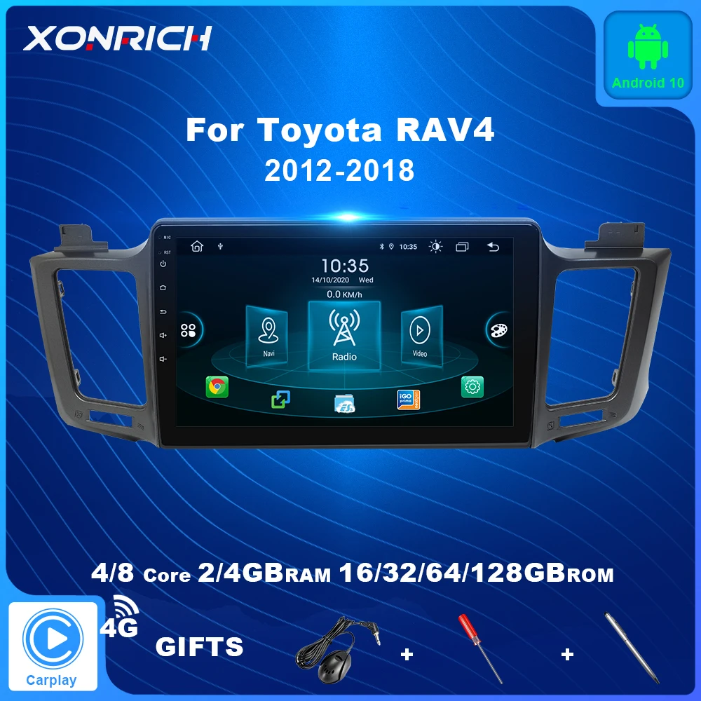 4GB 128GB GPS, Android 10 Avto Večpredstavnostna Radijsko Navigacijo Za Toyota RAV4 2012 2013-2018 2 Din Št DVD AI Glasovni Nadzor DSP