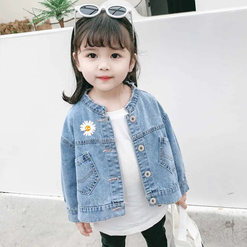 Dekleta traper suknjič 2021 spomladi in jeseni novo odrezana jakno otrok dolgo sleeved jopico korejskem slogu P4293