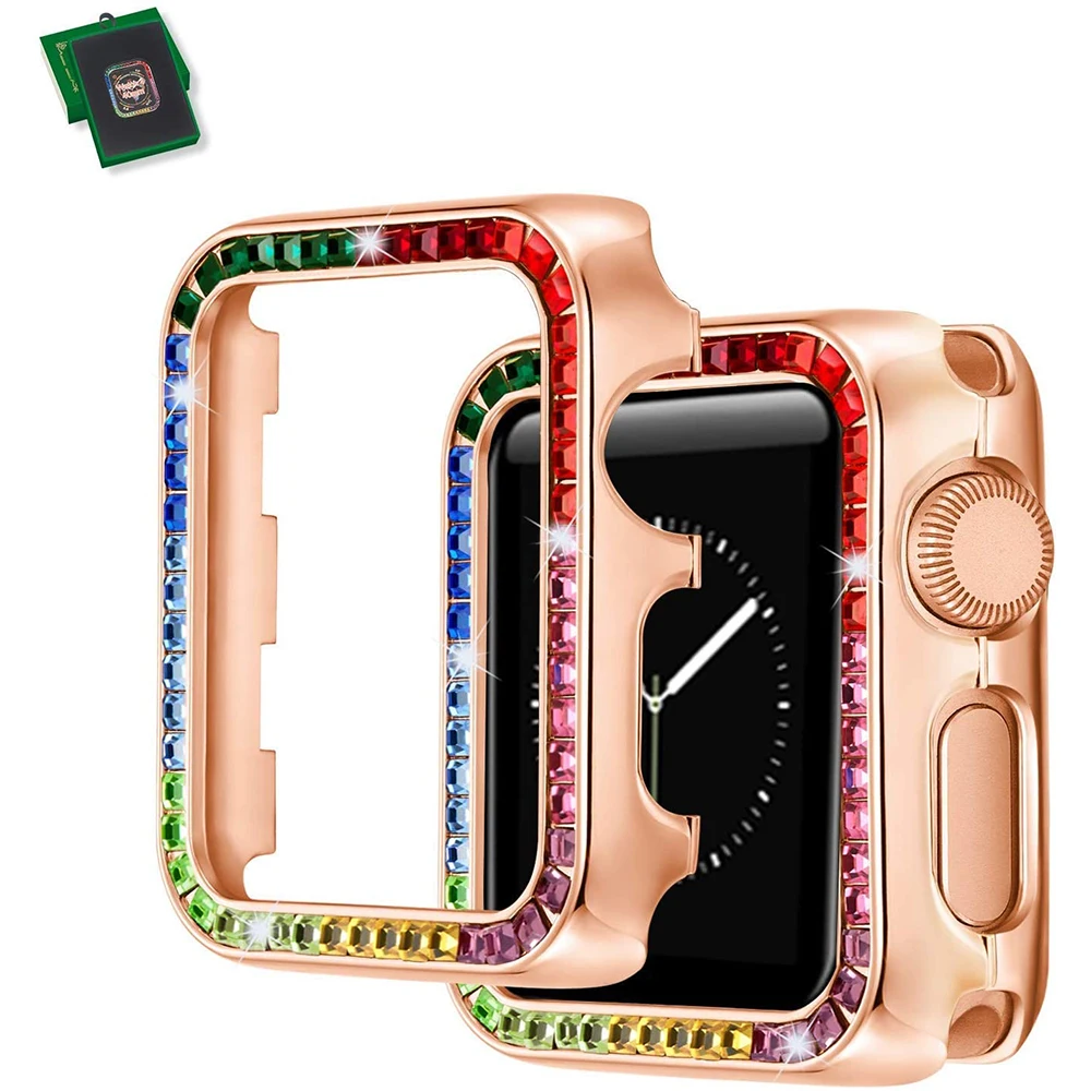 Luksuzni Zircons Diamond Cover za Apple Watch 6 5 4 40 mm 44 Ženska Nakit Zaščitna torbica za iWatch Serije 6 SE 3 42mm 38 mm