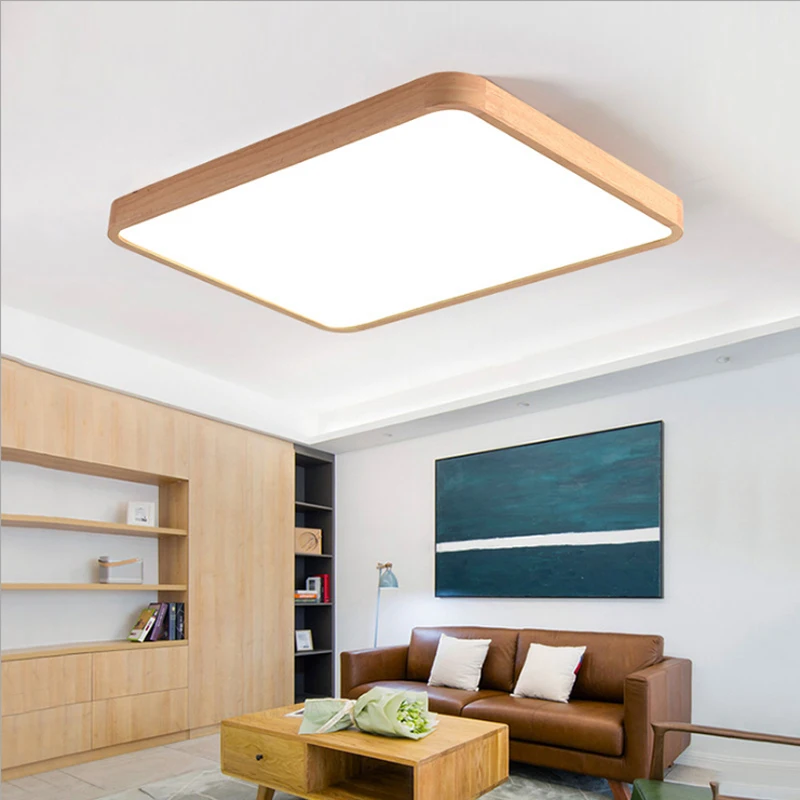 Masivnega lesa, LED stropne luči sodobnih svetlobe odbor dnevna soba kvadratnih lučka spalnica, kuhinja dvorani namestitev površine