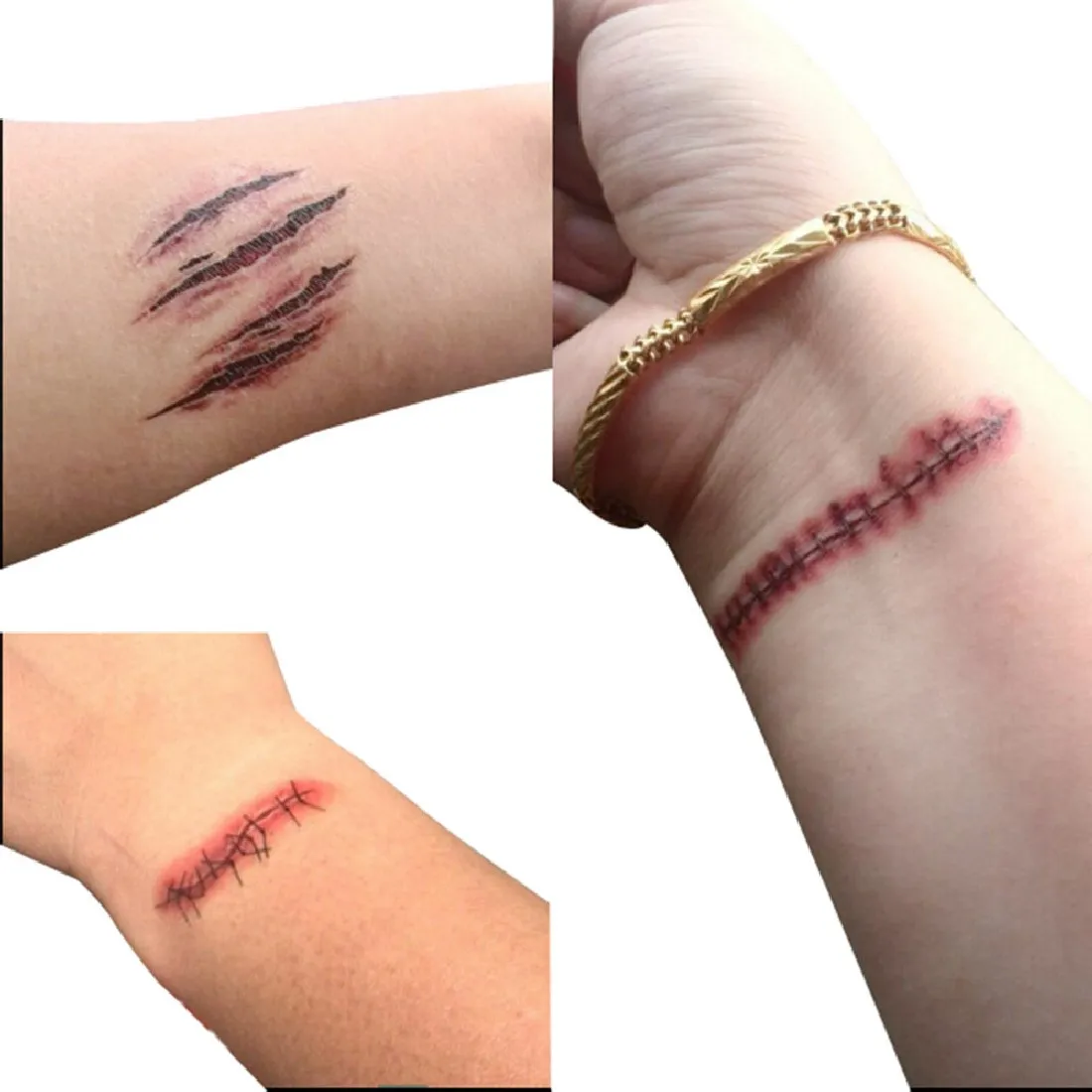 Nepremočljiva Tattoo Nalepke nestrupeno Dolgotrajno Halloween Teror Realne Stitched Poškodbe, Rane na Telesu Tattoo Nalepke