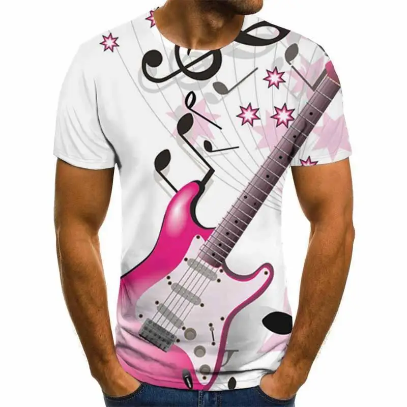 New Product Launch Poletje Moda 3D printed Majica s kratkimi rokavi Moški /Ženski Zabavno Hip-Hop Kitara T -Shirt Natisnjeni Ulične Glasbe Vrh