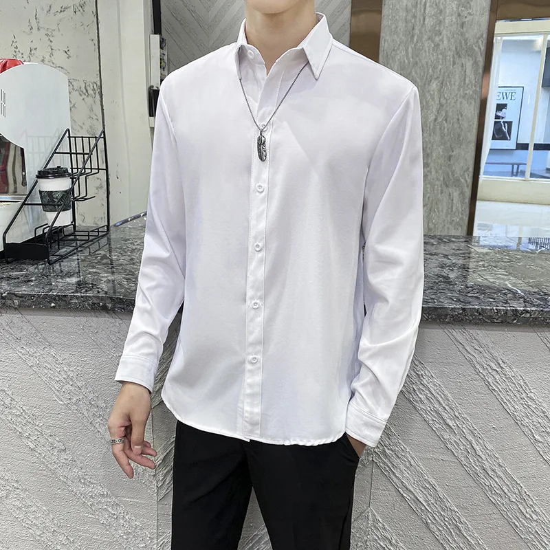 Nova Moda Cool White Armygreen Priložnostne Slim Srajce za Moške Dolgimi rokavi blagovne Znamke Oblačila Majica S-3XL Camisas Par Hombre