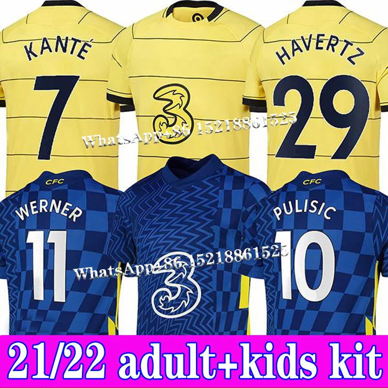 PULISIC PFC nogometni dres ZIYECH HAVERTZ KANTE GORI 2021 2022 Chelseaes GIROUD nogometno majico 21 22 domača stran moški + otroški komplet