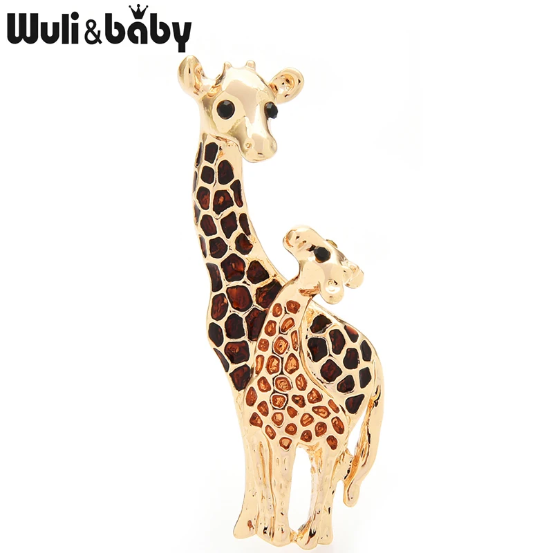Wuli&baby Mama In Baby Žirafa Broške Za Ženske Oblikovalec 3-barvni Lepa Žival Stranka Priložnostne Broška Zatiči Darila
