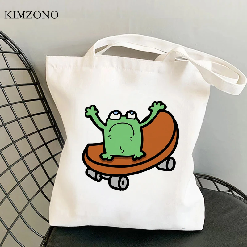 Žaba nakupovalno vrečko bombaž shopper tote recikliranje vrečko za večkratno uporabo torbico vrečko tkane boodschappentas bolsa compra trgovski sacolas