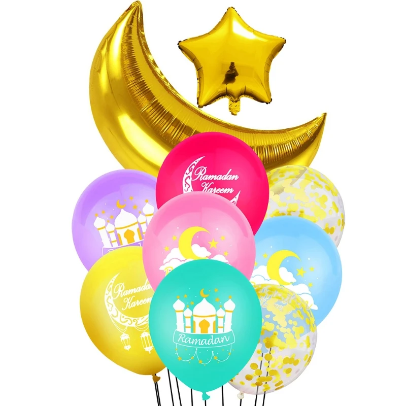 10Pcs Eid Mubarak Latex Baloni Ramadana Črke, Zvezda, Luna Balon Stranka Dekor QXNA