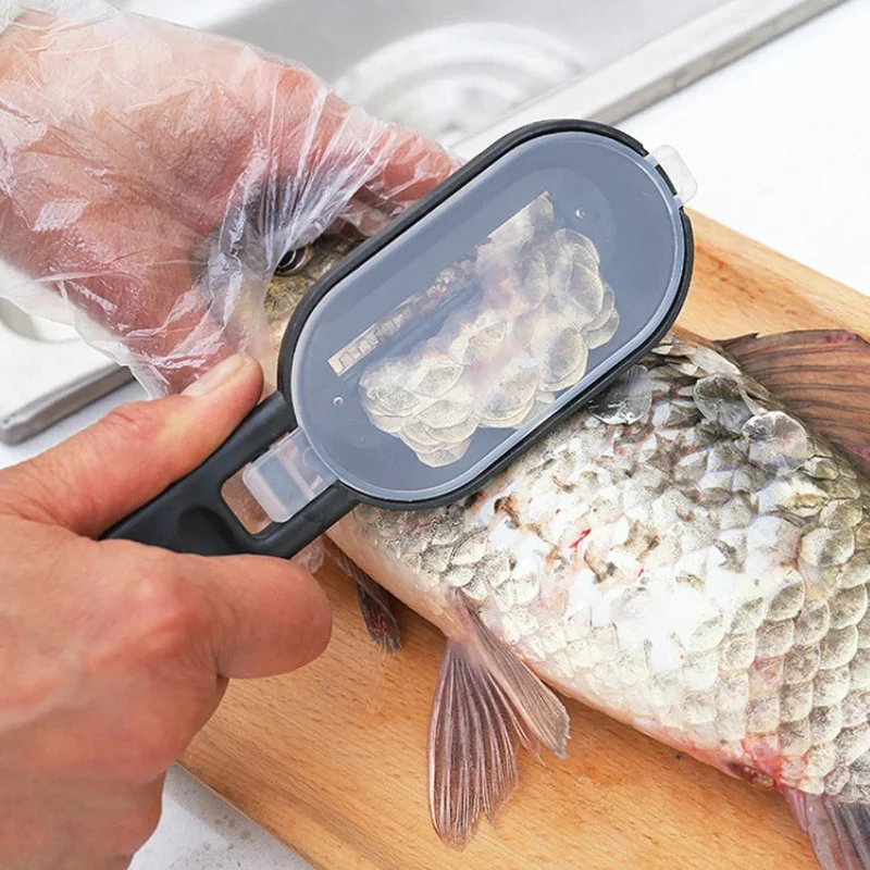 2 V 1 Ribje Kože Krtačo Plastičnih Ribolov Obsega Krtačo vgrajenim Ribe Rezalnik Strganje Hitro Odstranite Ribe Nož za Čiščenje Scaler kuhinja