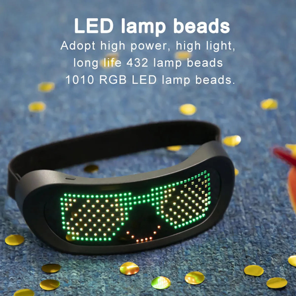 Čarobno LED Bluetooth Očala Barvno 432pcs 1212RGB Lučka LED Zaslon Smart Očala Z APP Povezan Nadzor Za Stranke
